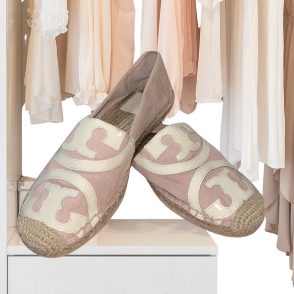Tory Burch Weston Flat Espadrille Rose Women's Size 7 Two-tone Canvas Slip On - Picture 1 of 12